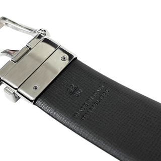 Burberry Maroon Red Black Reversible Leather Belt with Silver Branded Buckle