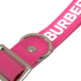 Burberry Pink Key Chain with White Name Print