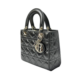 Lady Dior Mettalic Dark Grey Cannage Lambskin