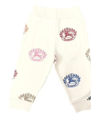 Burberry Beige Jogger Pants with Colourful round Brand Logo