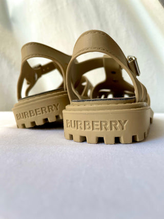 Burberry Beige Black TB Logo Jelly Shoes