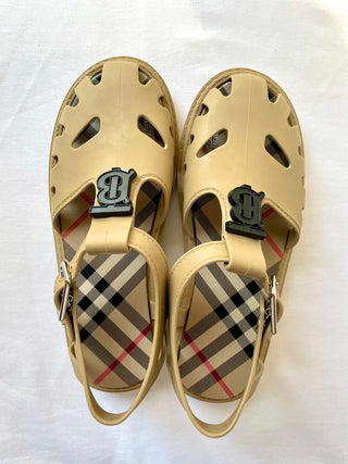Burberry Beige Black TB Logo Jelly Shoes