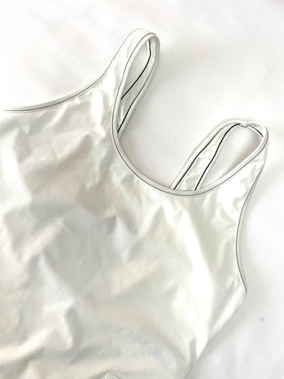 Burberry White Swimsuit with Brand Logo Patch