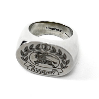 Burberry Palladium Plated Vintage Logo Ring