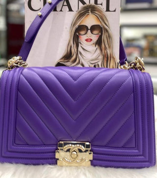 Chanel Purple Chevron Boy Bag