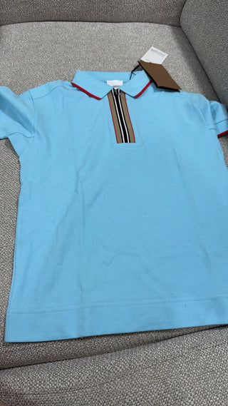 Burberry turquoise iconic stripe polo