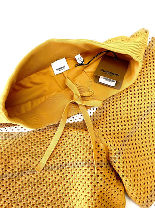 Burberry Mesh Mustard Yellow White Stripe Shorts