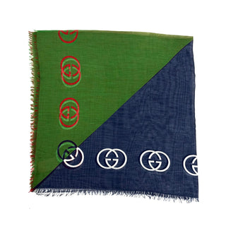 Gucci Cotton Tri Color Scarf Red/Blue/ Green