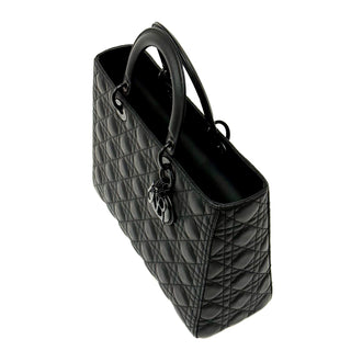 Christian Dior Medium Black Ultramatte Cannage Lambakin