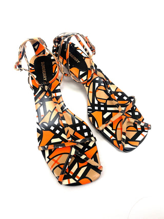 Burberry TB Black Orange Sandals