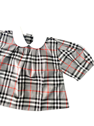 Burberry Classic Caro Patch Grey Blouse with White Collar