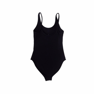 Burberry Black Swimsuit with Orange Brand Name Logo Print