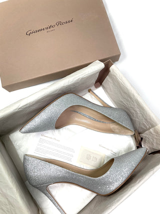 Gianvito Rossi Grey Glitter Heels