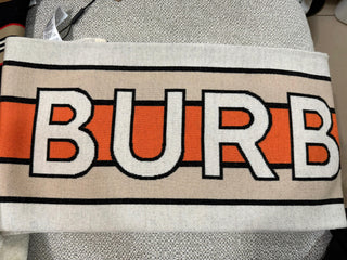 Burberry Beige Orange Wool Scarf