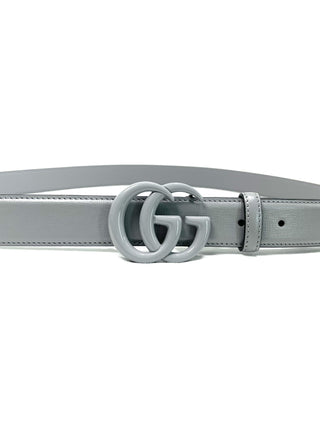 Gucci Grey GG Buckle Leather Belt