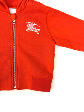 Burberry Orange Zip Hoodie with White Horse Logo