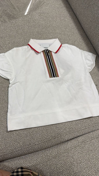 Burberry white iconic stripe polo shirt