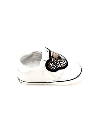 Burberry White soft leather infant shoes with Iconic Bear Logo