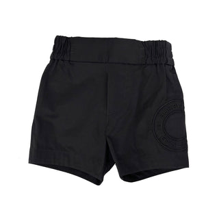 Burberry Black Round Embroidery Brand Logo Shorts