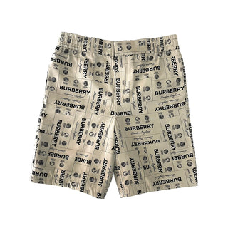 Burberry All Over Brand Name Print Beige Shorts