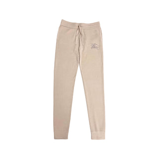Burberry Beige Cashmere Jogger Pants with Horse Embroidery