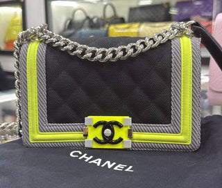 Chanel Tricolor Quilted Fabric Small Boy