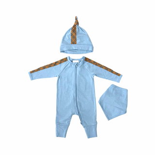 Burberry Baby Blue Classic 3 Pieces Onesie Baby Gift Set