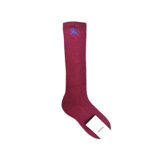 Burberry Wool socks with Horse Embroidery in Maroon Red