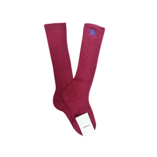 Burberry Wool socks with Horse Embroidery in Maroon Red