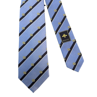 Gucci Silk Tie Blue Stripe