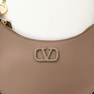 Valentino Garavani VLogo Signature Hobo Bag in Beige Leather