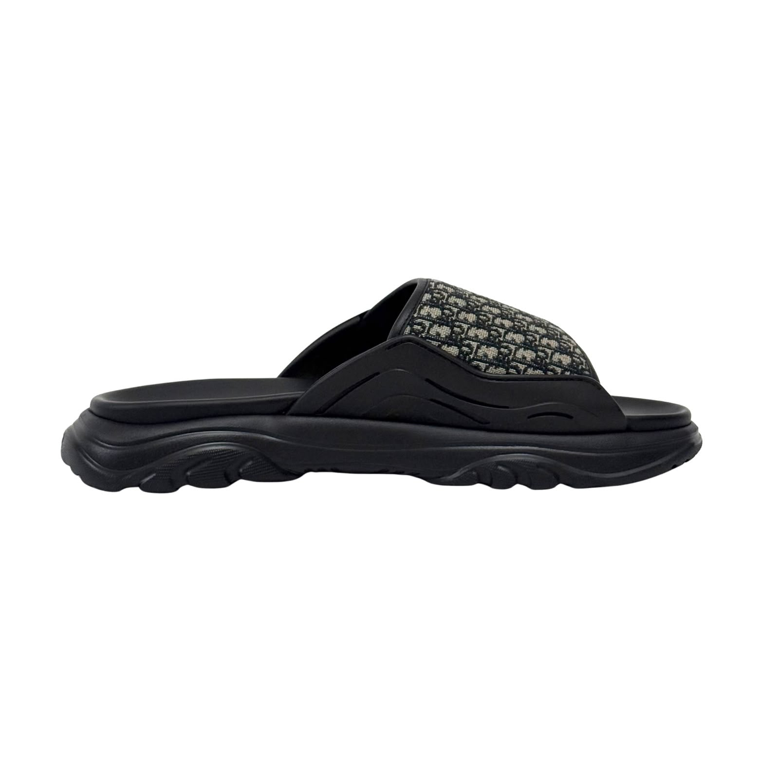 Christian Dior H Town Black Rubber Oblique Sandals