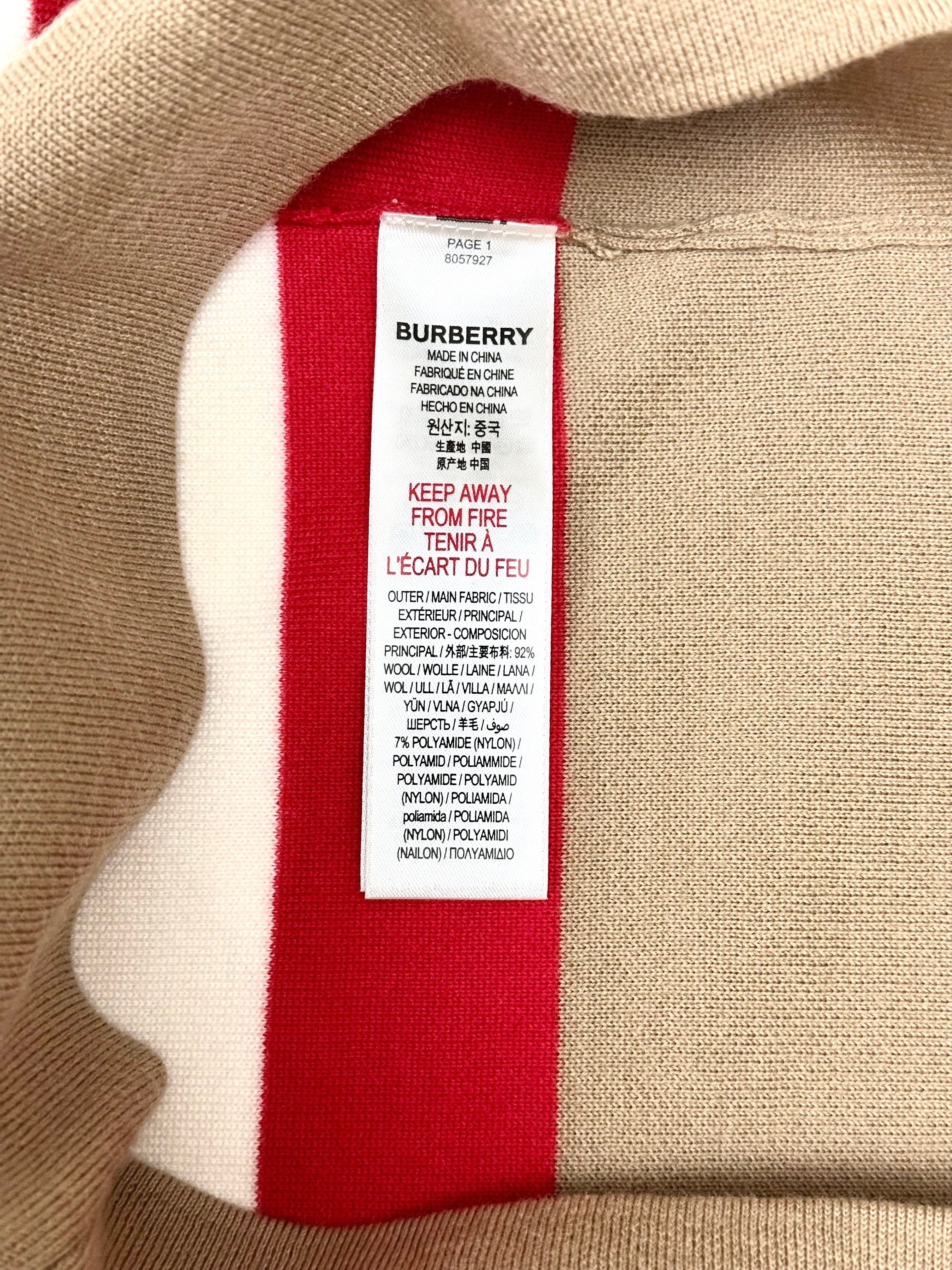 Burberry Beige Red White with Round Logo Wool Skirt