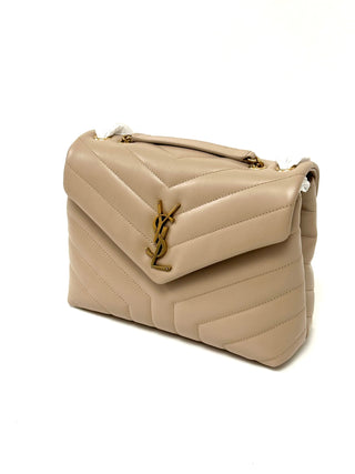 Saint Laurent Small Loulou Beige Shoulder Bag