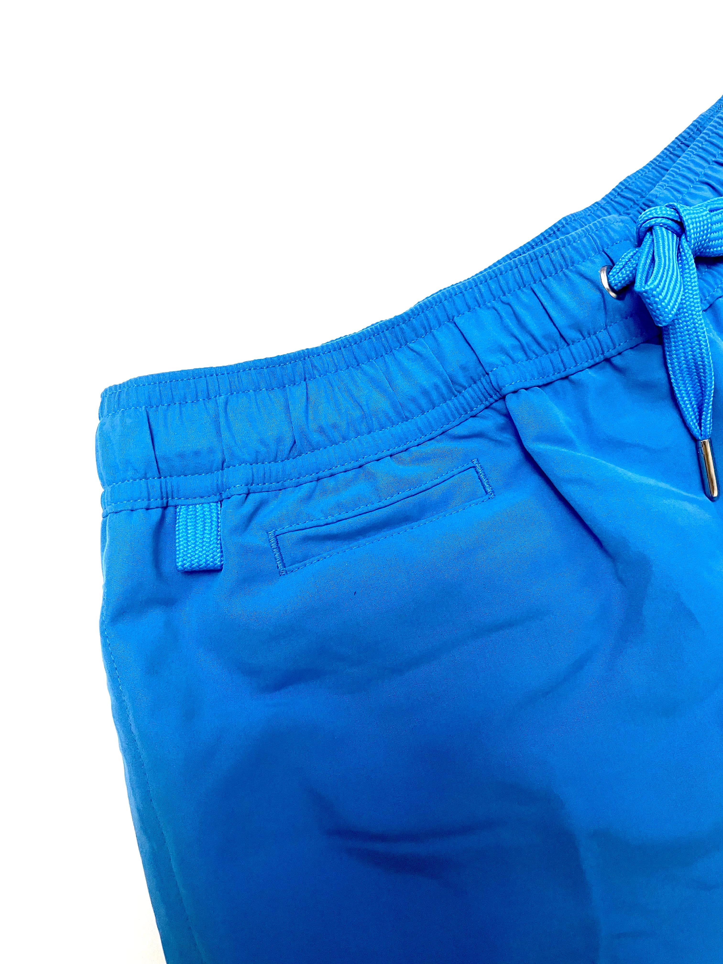 Burberry Blue Swim Shorts with White Brand Name Logo