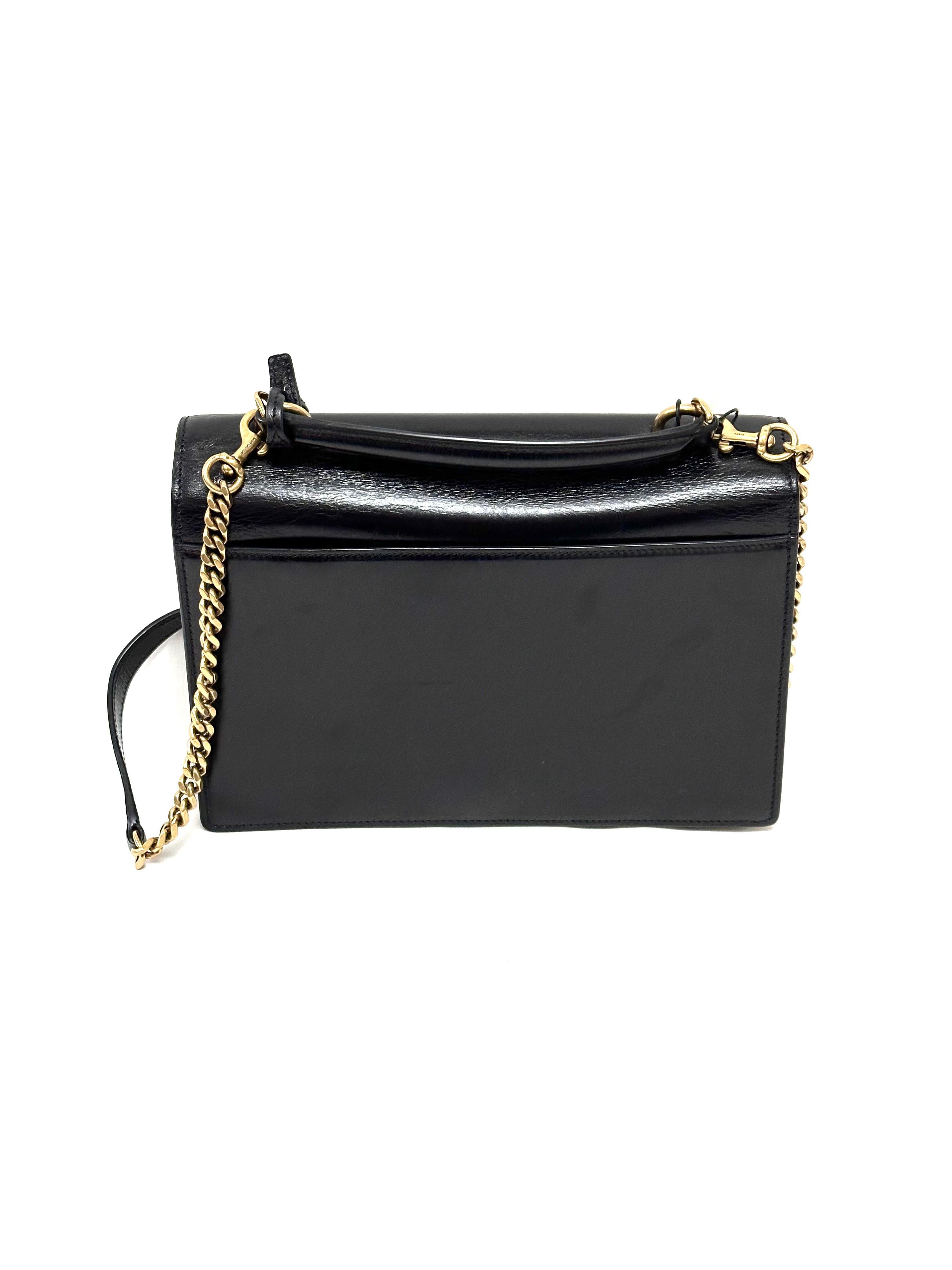 Saint Laurent Sunset Black Calfskin and Brown Suede Top Handle