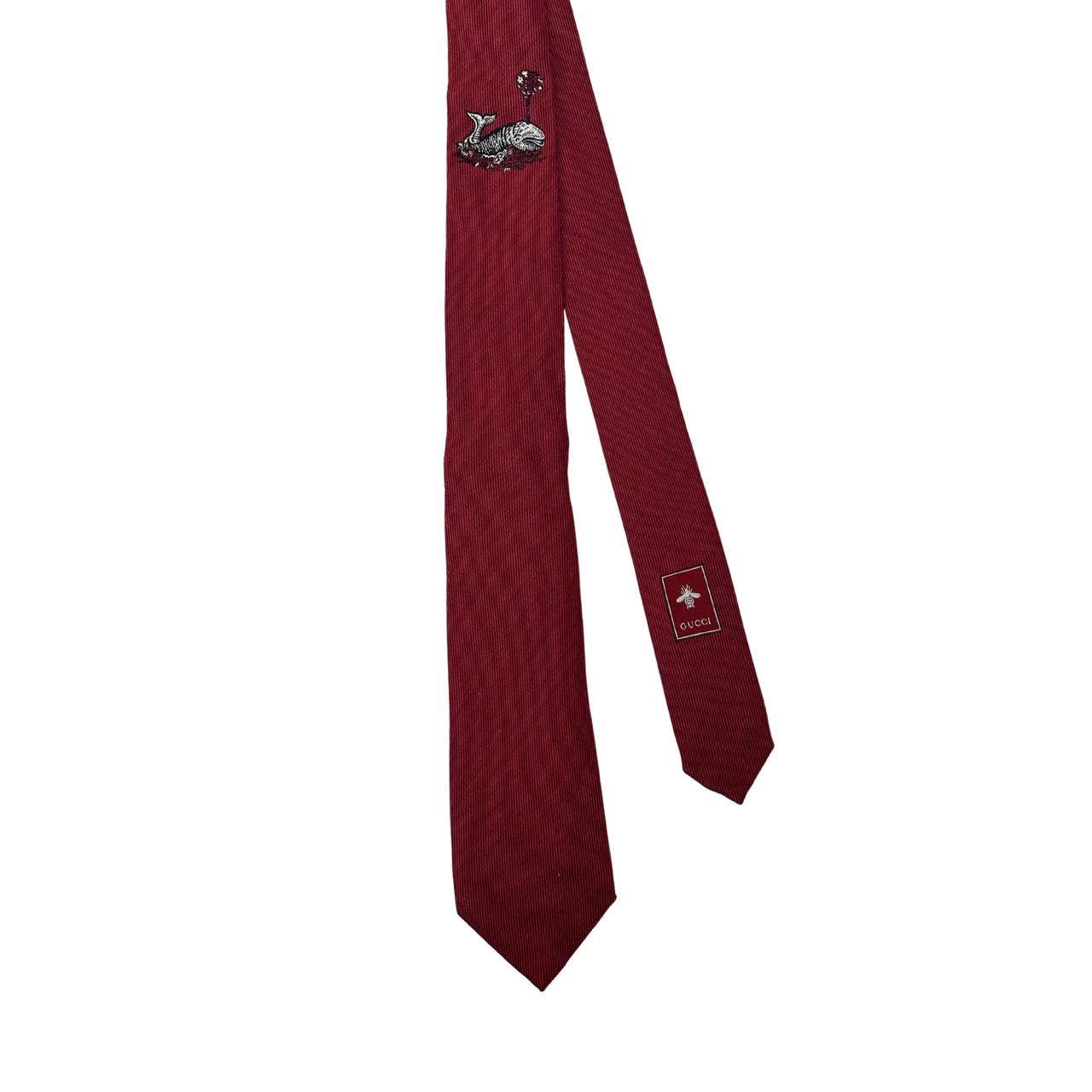 Gucci Maroon Silk Tie
