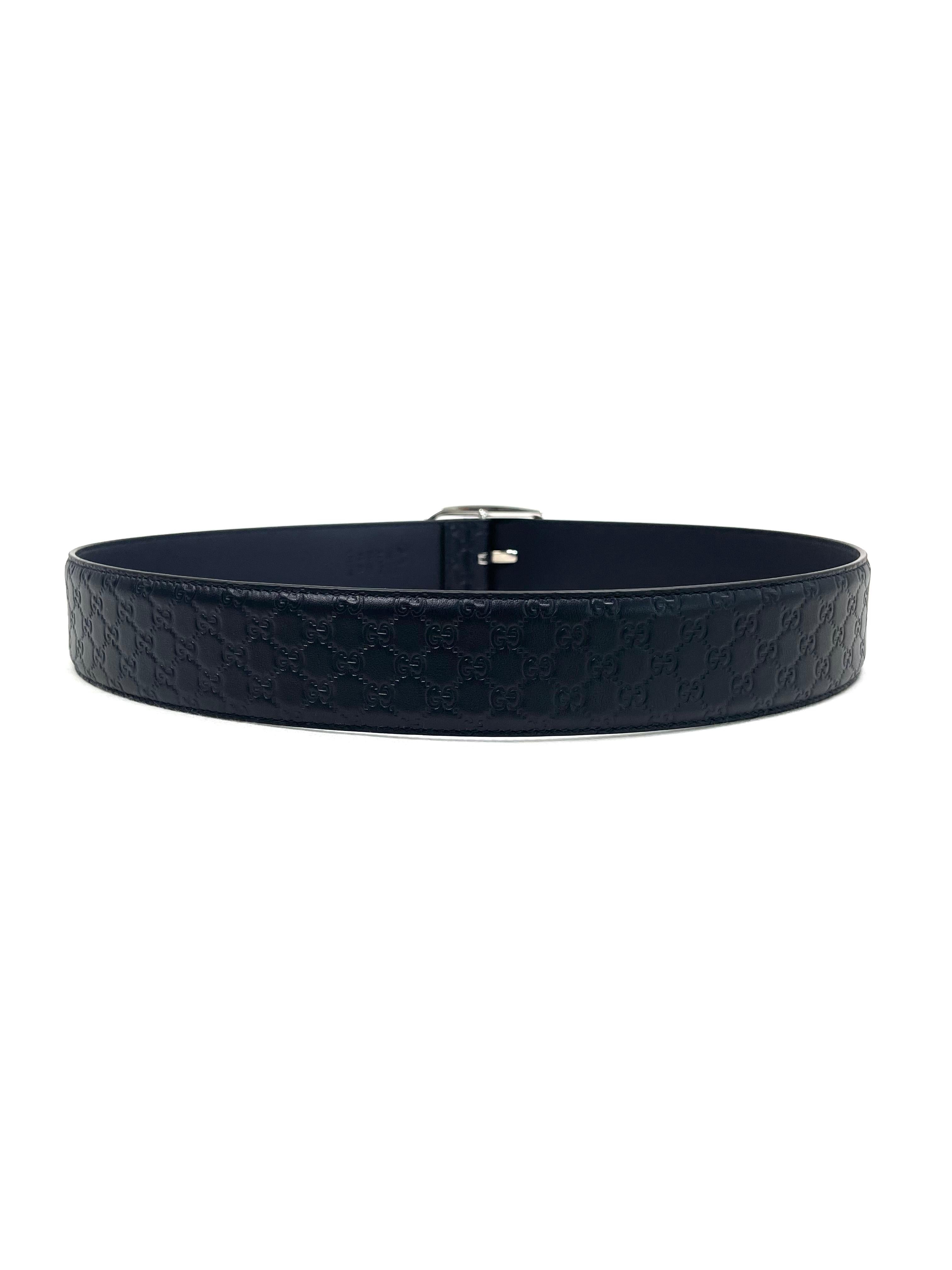 Gucci Leather Belt GG with Silver Buckle