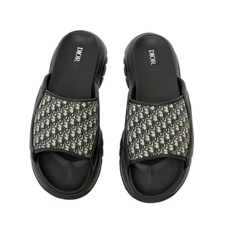Christian Dior H Town Black Rubber Oblique Sandals