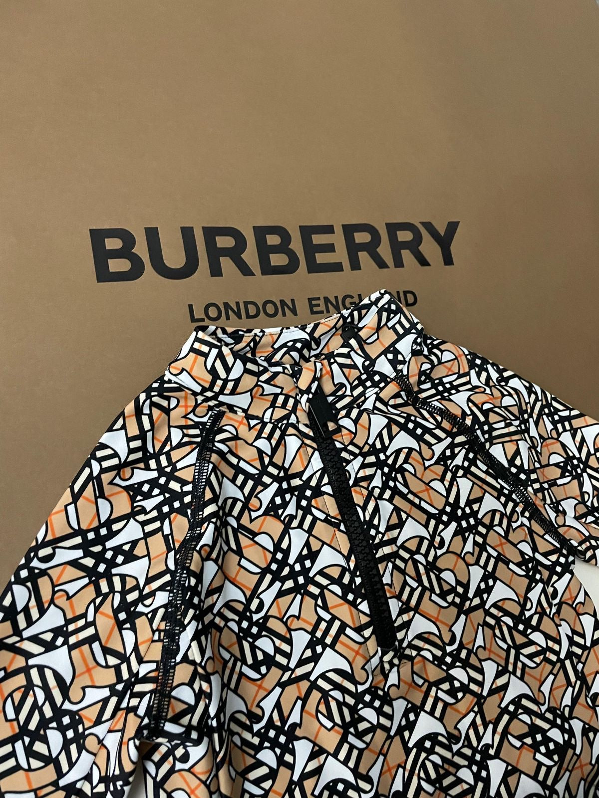 Burberry Beige TB Logo Long Sleevee Swim Shirt