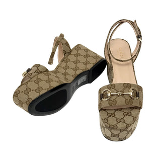 Gucci Horsebit 75 Flatform Sandals in GG Canvas