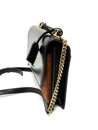 Saint Laurent Sunset Black Calfskin and Brown Suede Top Handle