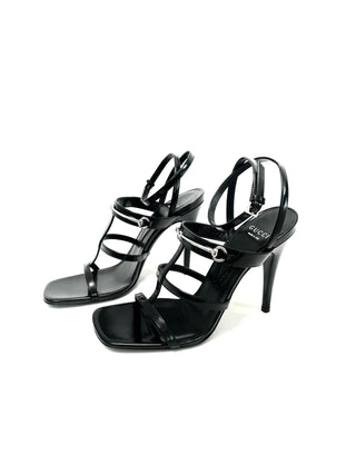 Gucci Black Horsebite Sandal Heels