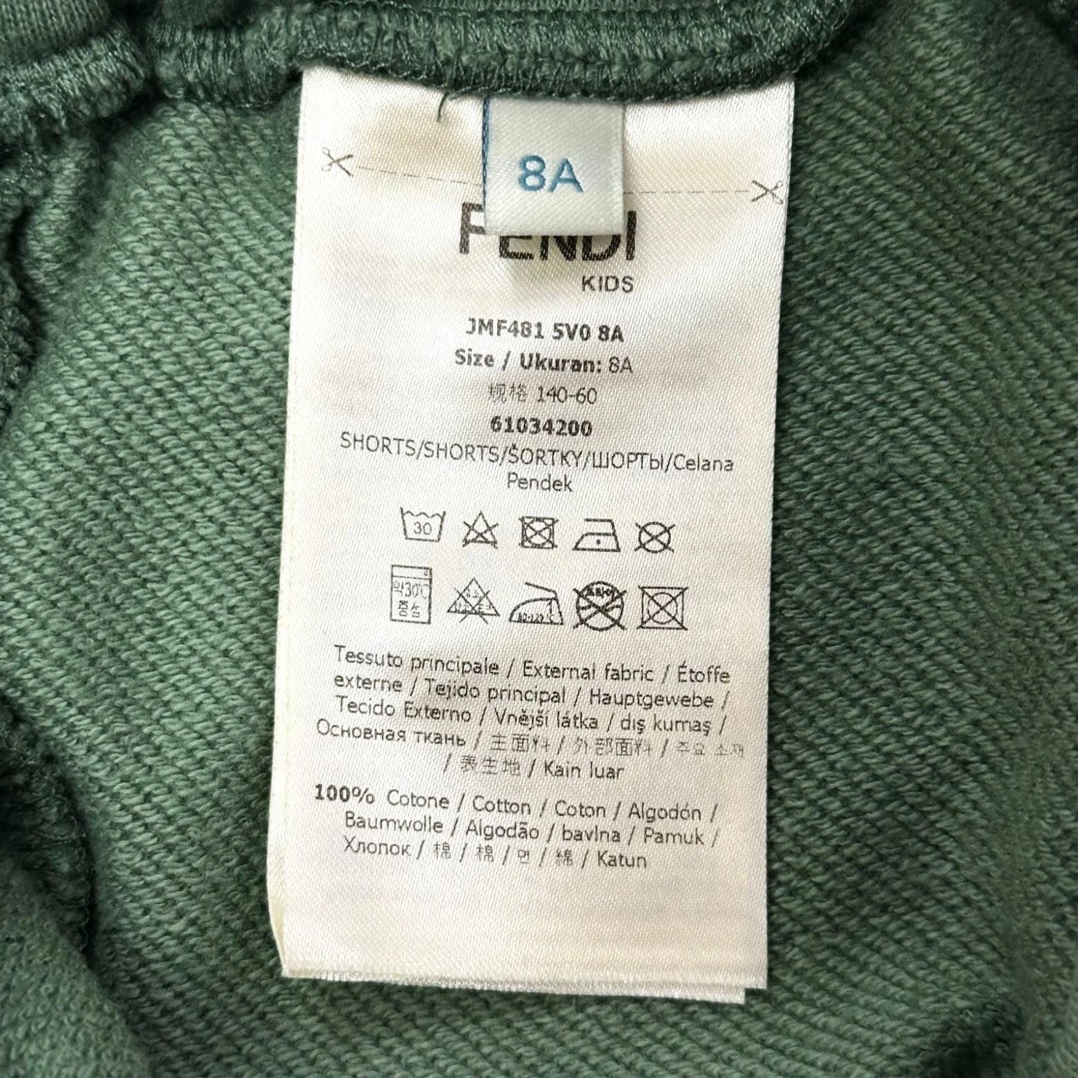 Fendi Green Logo Embroidered Short in Cotton