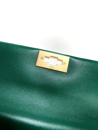 Valentino Green Leather Bag Top Handle Gold Chain