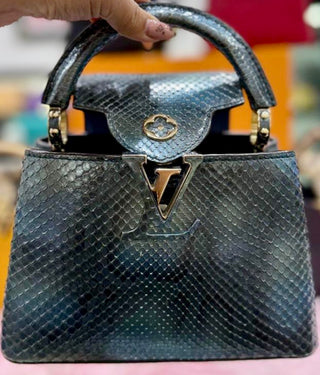 Louis Vuitton Limited Edition Blue Python Leather Capucines Mini