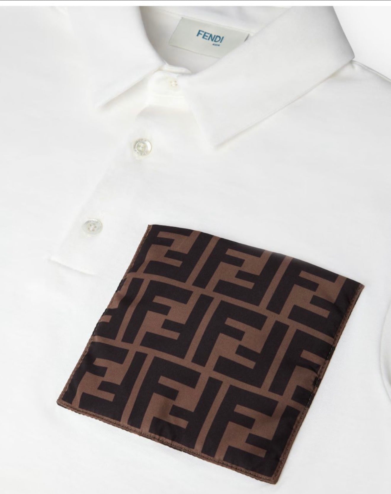 Fendi White Polo Shirt with FF Logo Detail
