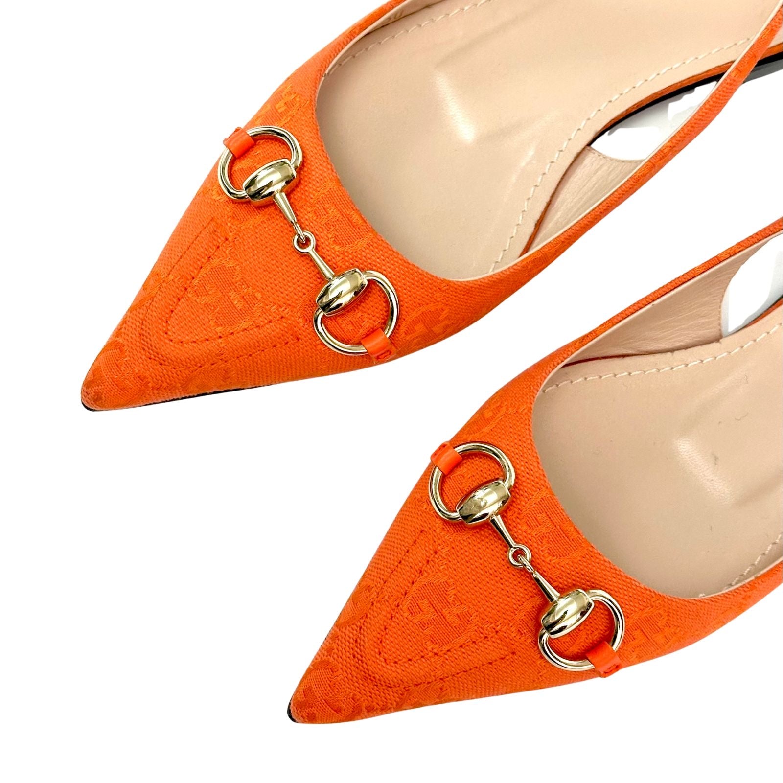 Gucci Orange GG Canvas Horsebit Sling