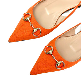Gucci Orange GG Canvas Horsebit Sling