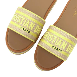 Christian Dior Platform Slides in Natural/ Lemon